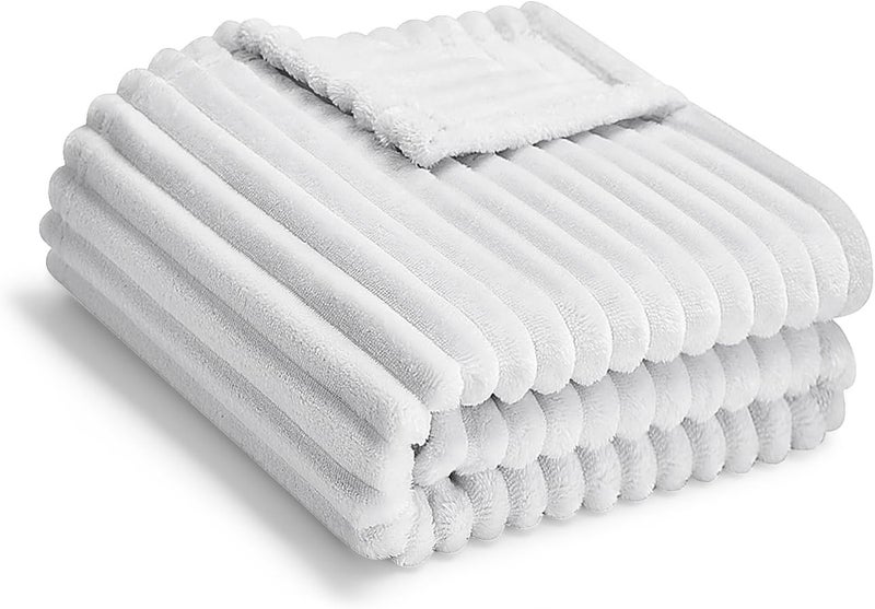 Eonkasp Soft Fleece Baby Blanket Ultra Cozy Grey Baby Blankets for Boys Warm and Lightweight Infant Toddler Newborn Receiving Gift with Reversible Stripes for Crib Stroller, 30x40 Inch, Light Grey - Image 1